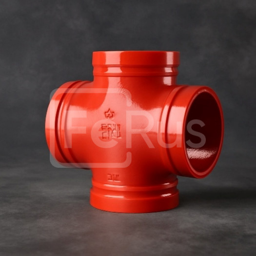 Крестовина переходная под резьбу грувлок ковкий чугун ДУ 100x32 (ДН 114x42) 4x11/4